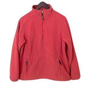 L.L. Bean Women’s Coral Quarter Zip Long Sleeve Pullover Pocket Fleece Medium